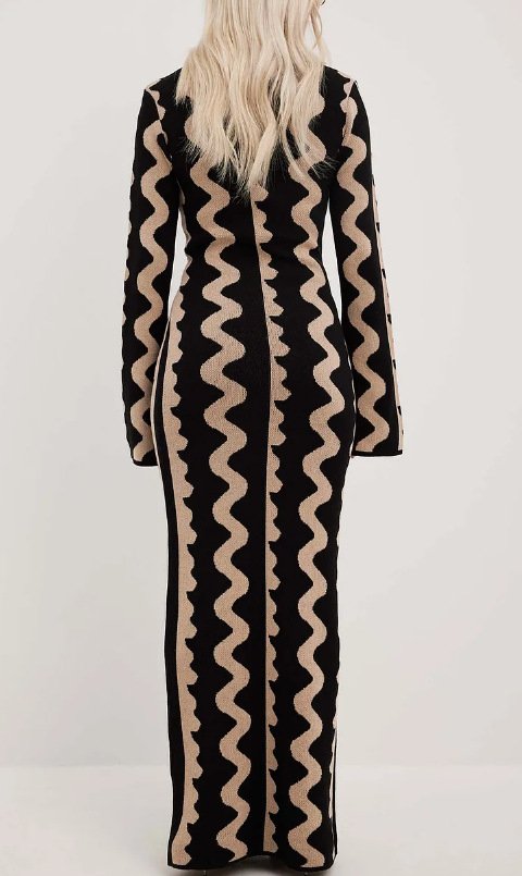 2024 Cross-Border Amazon Independent Station Hot Sale European and American Style Spring and Autumn Slim Fit Sweater Fashion Printed Dress - 图片 7